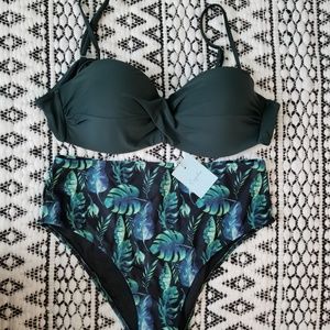 Cupshe Dark Green High Waisted Bikini